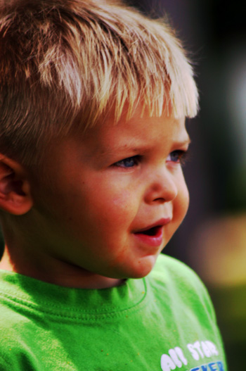 Autor Hernando Piedra.Pixalia.net Licencia Creative Commons. Ni�o preescolar rubio con camiseta verde